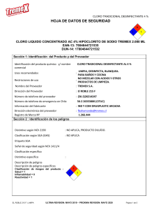 CL 499933 HDS CLORO LIQUIDO CONCENTRADO AC 4 HIPOCLORITO SODIO TREMEX 2000ML