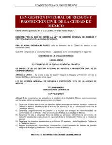 Ley Gestion Integral Riesgos Proteccion Civil CDMX