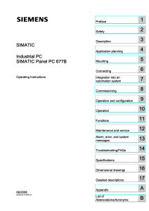 SIMATIC Panel PC 677B Operating Instructions