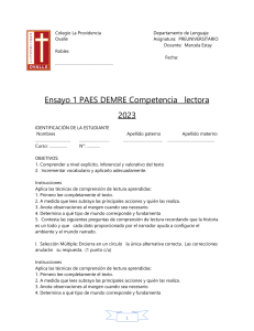 17  DE   JULIO  Ensayo 1 PAES DEMRE Competencia   lectora