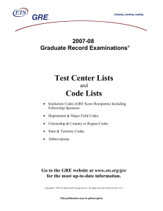 Test Center Lists and Code Lists 2007-08