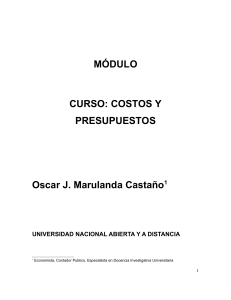 unad costos y presupuesto 2009