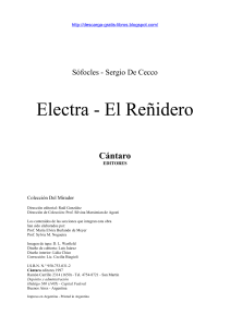 El reÃ±idero-Sofocles, Electra - Sergio De Cecco