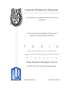 ANISOTROPIA DE LAS PROPIEDADES MECANICAS DE LA ALEACION DE MAGNESIO AZ61 LAMINADA