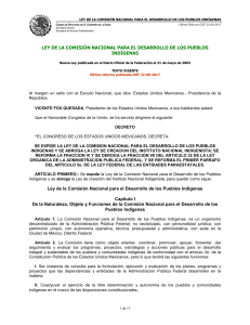 LEY DE LA COMISION NACIONAL PARA EL DESARROLLO DE LOS PUEBLOS INDIGENAS