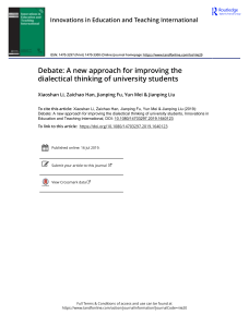 Debate: A new approach for improving the dialectical thinking of university students