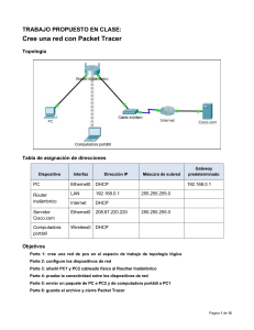 Crear una red.Packet Tracer