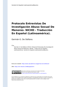 Germán G. De Stéfano (2014). Protocolo Entrevistas De Investigación Abuso Sexual De Menores- NICHD - Traducción En Español (Latinoa (...)