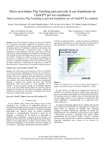 Micro actividades Flip Teaching para prevenir el uso fraudulento de ChatGPT por los estudiantes
