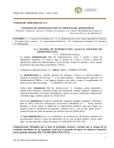 UNIDAD DE APRENDIZAJE No 3 Nociones de Administracion El proceso de Administrar