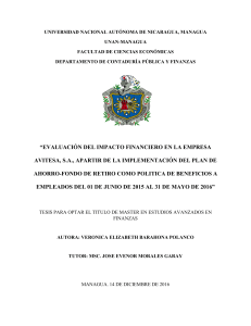 Evalacion del impacto financiero en una empresa apartir de una implementacion del plan de ahorro