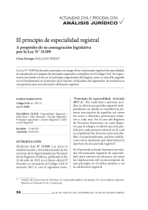 PRINCIPIO DE ESPECIALIDAD REGISTRAL