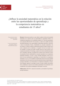 Influye la ansiedad matemática en la relación entre las oportunidades de aprendizaje y la competencia matemática en estudiantes de 15 años