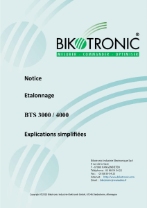Notice étalonnage simplifié BIKOTRONIC BTS 3000 / 4000
