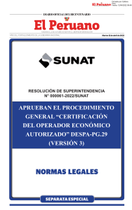 PROCEDIMIENTO DE CERTIFICACIÓN OEA R.I.N N° 035-2016-SUNAT- INPCFA-PG.13.V-2.