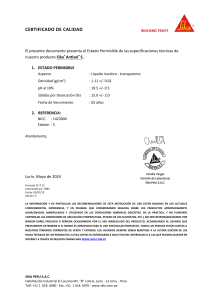 Certificado de Calidad Sika Antisol S-2