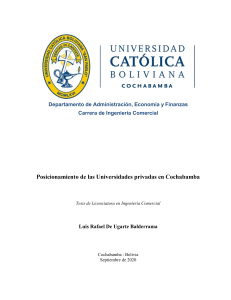 Luis Rafael De Ugarte Balderrama - Tesis de poscionamiento de universidades privadas en Cochabamba