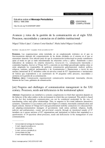 Comunicación Institucional - Avances y retos de la gestión de la comunicación en el siglo XXI. Procesos, necesidades y carencias en el ámbito institucional