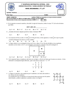 1° Olimpiada Matemática Interna Secundaria - 2024