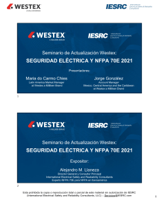 Seguridad El&eacute;ctrica y NFPA 70E 2021: Presentaci&oacute;n Westex