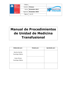 MANUAL DE PROCEDIMIENTOS UNIDAD MEDICINA TRANSFUSIONAL (1)