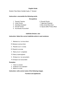 English Worksheet: Occupations, Articles, Furniture