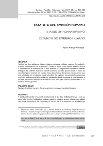 Arango Restrepo (2016) Estatuto del embrión humano