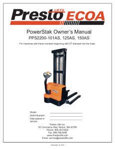 Manual Estibador Electrico PowerStak PPS2200-101 Presto Lifts Ecoa