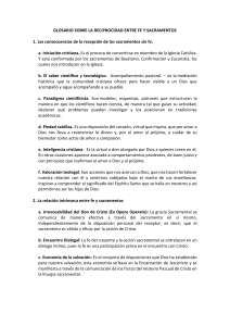 GLOSARIO SOBRE LA RECIPROCIDAD ENTRE FE Y SACRAMENTOS