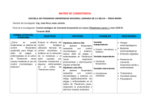 Matriz de Consistencia: Control de Carmenta en Cacao