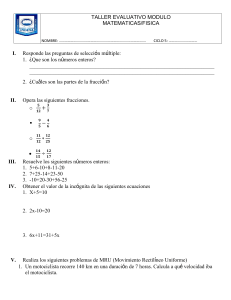 TALLER EVALUATIVO DE MATEMÁTICA CICLO 5 