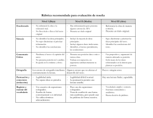 Rúbrica de Evaluación de Reseñas: Niveles y Criterios