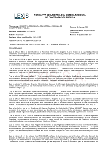 Normativa Secundaria SNCP Ecuador: Contratación Pública