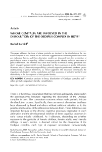 Oedipus Complex Dissolution: Whose Genitalia Matter?