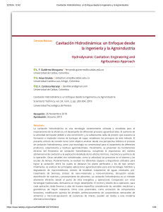 Cavitación Hidrodinámica en Agroindustria: Revisión Técnica