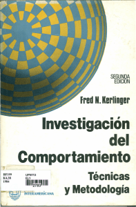 Investigación del Comportamiento: Técnicas y Metodología