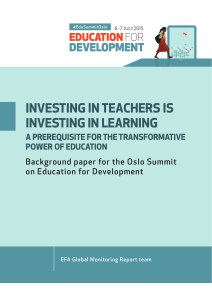 Investing in Teachers: Education for Development