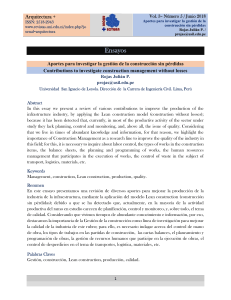 Aportes para investigar la gestión de la construcción sin pérdidas