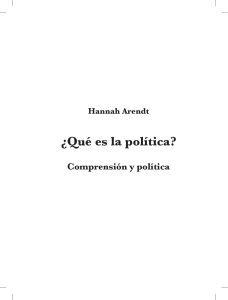 ¿Qué es la política? Hannah Arendt