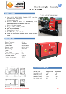 AC&CC-AF18 Diesel Generator Set Specs & Features