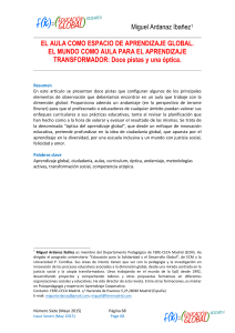 El aula como espacio de aprendizaje global. El mundo como aula para el aprendizaje transformador Doce pistas y una óptica