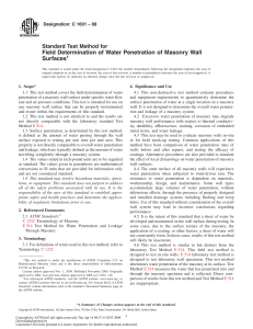 Masonry Wall Water Penetration Test Method: ASTM C 1601