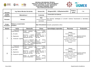 Plan de Lección de Matemáticas I: Conversión de Números