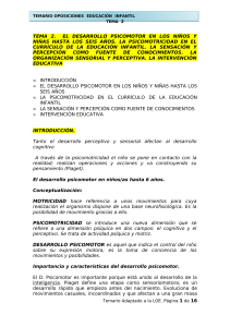 Temario Oposiciones Educación Infantil: Desarrollo Psicomotor