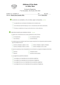 Evaluación Diagnóstica de 3ro Ciencias Biológicas