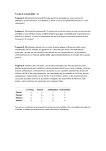 Prueba de Entrada: Probabilidad y Programación Lineal