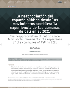 La reapropiación del espacio público desde los movimientos sociales. la experiencia de las Comunas de Cali en el 2021