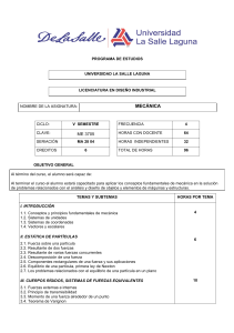 Programa de Estudios: Mecánica para Diseño Industrial