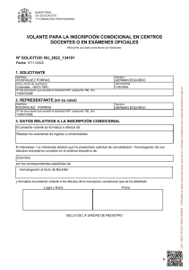 Volante Inscripción Condicional - Exámenes Oficiales