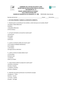 Examen Diagnóstico Geografía 1er Año Secundaria México